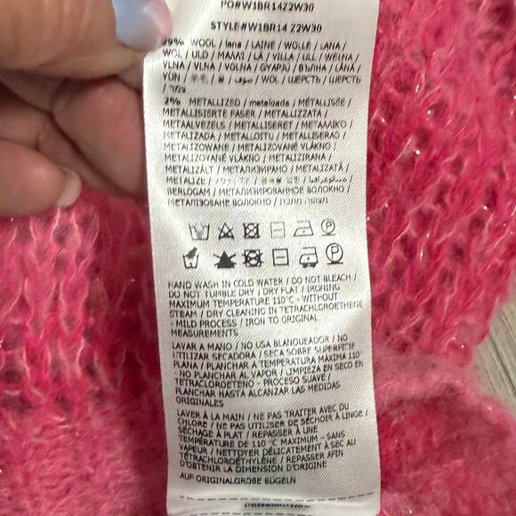 Guess Ariane V-Neck Loose Knit Metallic Pink Ombre Sweater - Size Medium - Picture 10 of 10